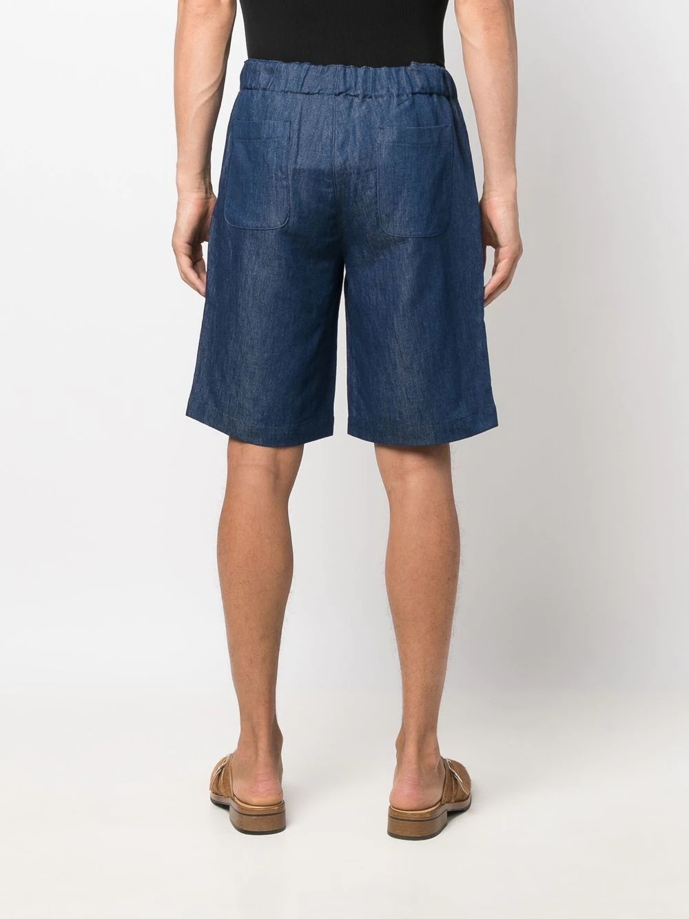 chambray drawstring-waist shorts - 4