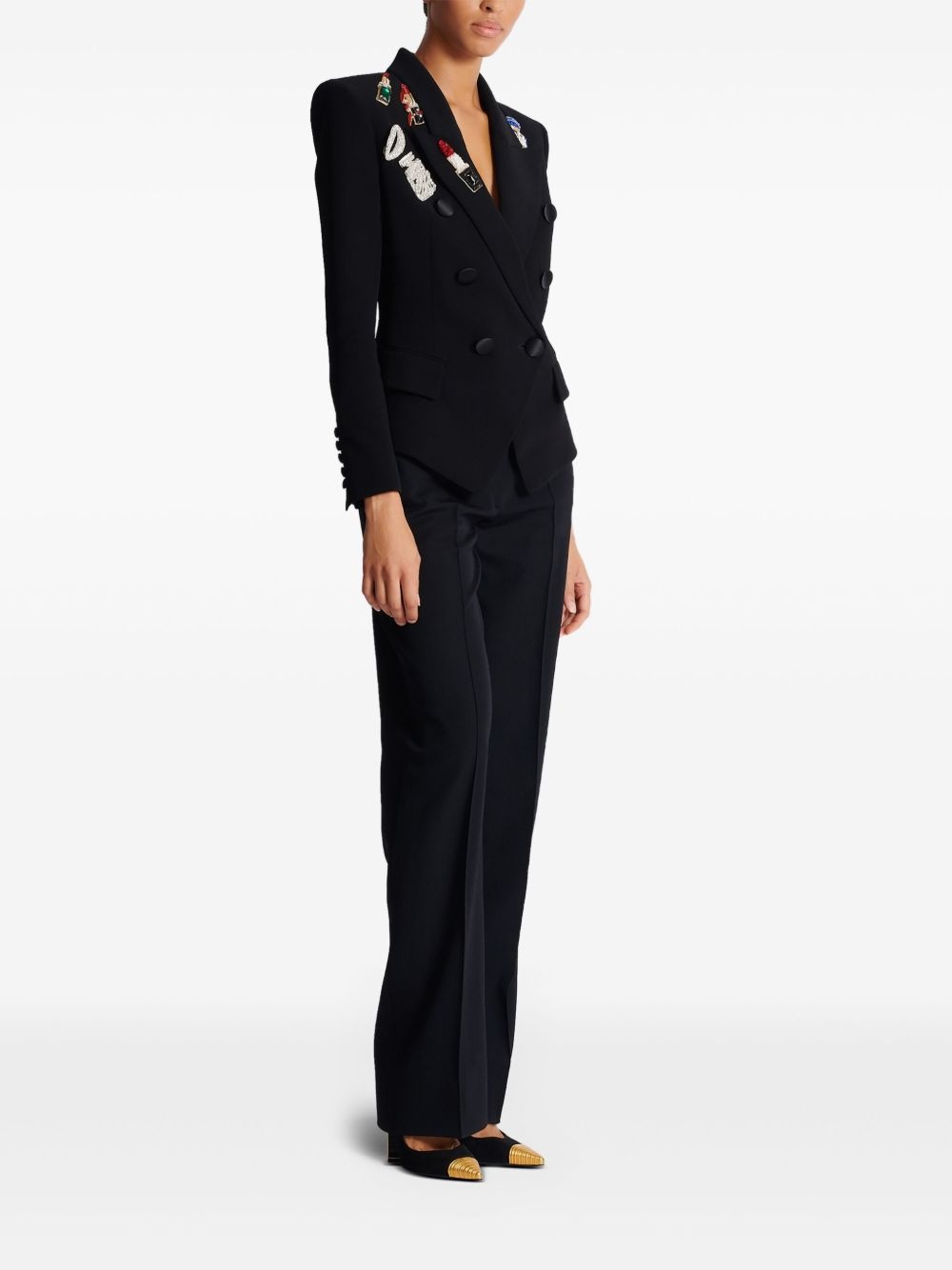 embroidered patches fitted jacket - 3