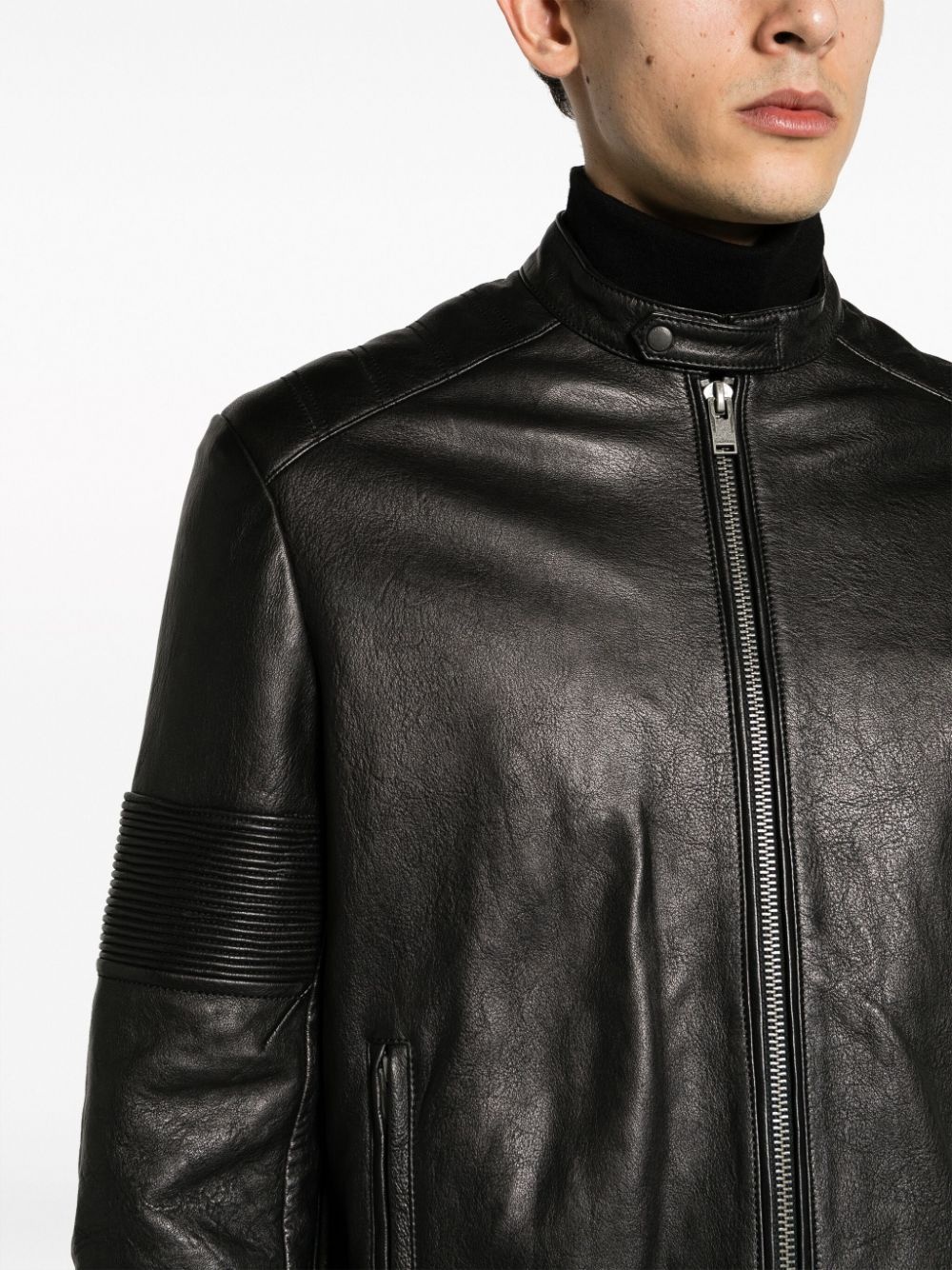 Lean zip-up leather biker jacket - 6