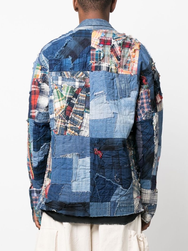 patchwork-design denim jacket - 4