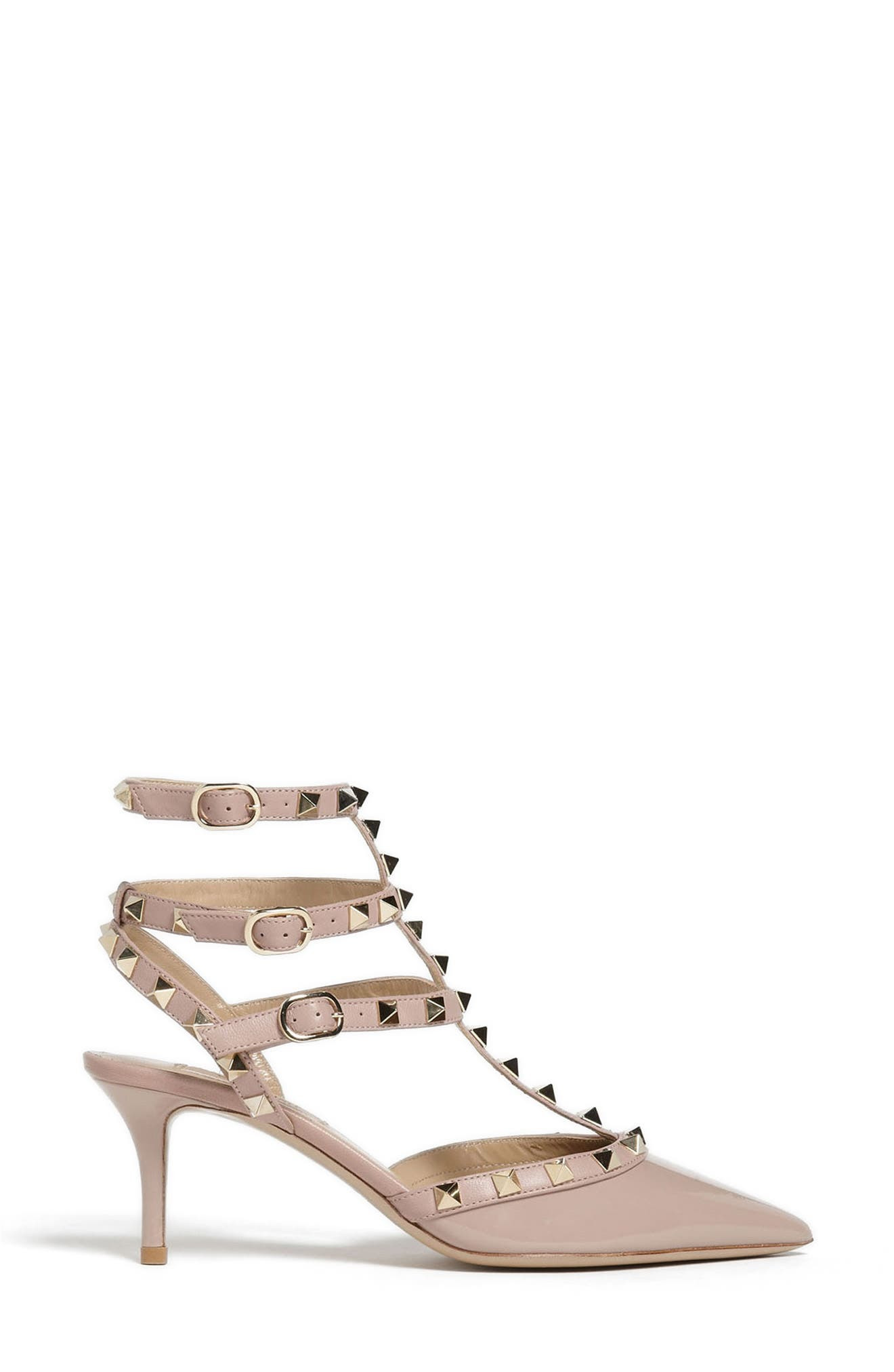 Valentino Garavani Rockstud Strappy Pointed Toe Pump in P45 Poudre/poudre at Nordstrom - 3