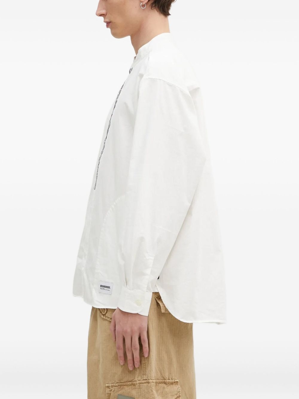 embroidered mandarin-collar shirt - 3