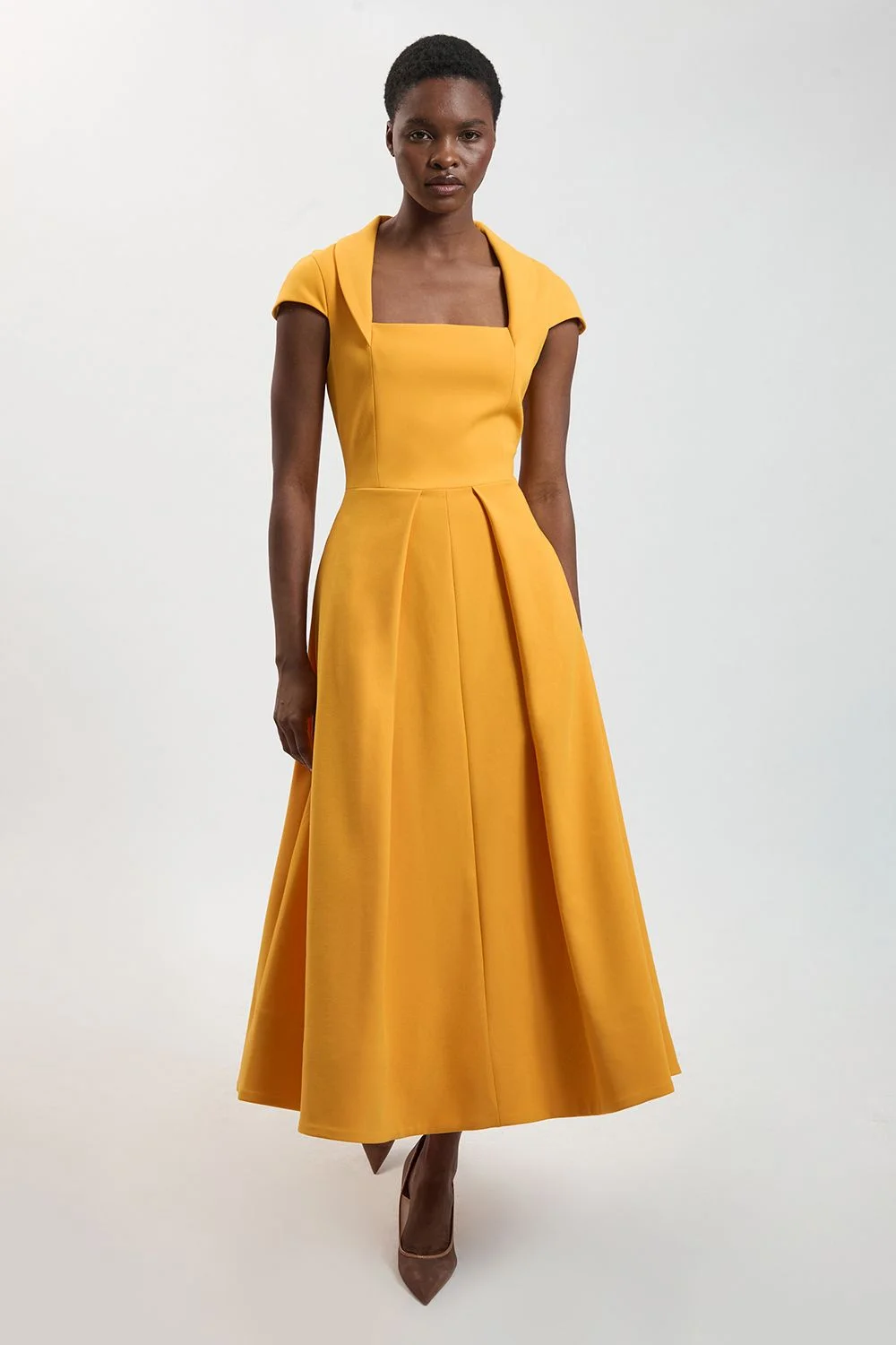 Petite Square Neck Tailored Full Skirted Maxi Dress - 1