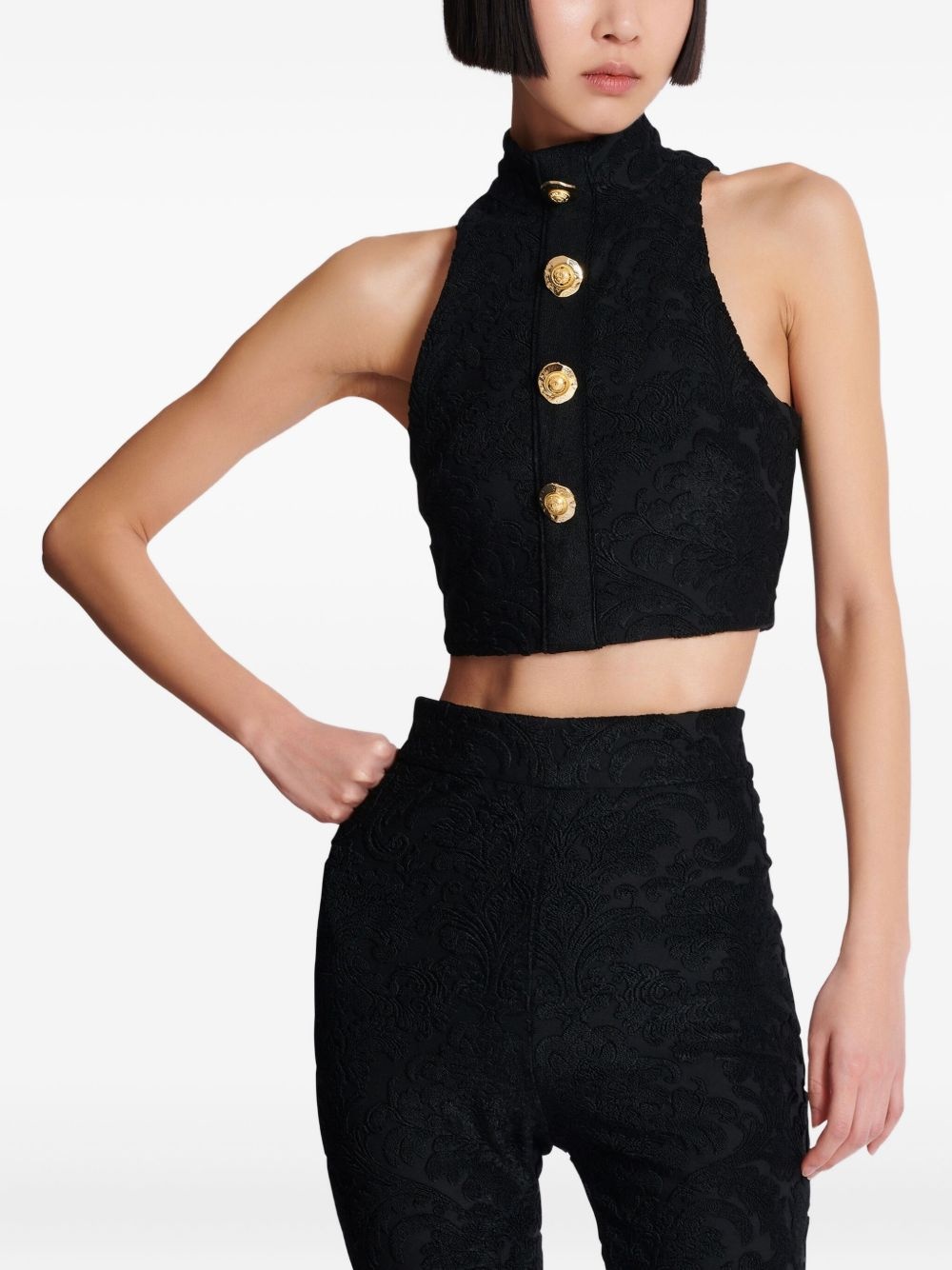 baroque-pattern buttoned top - 6