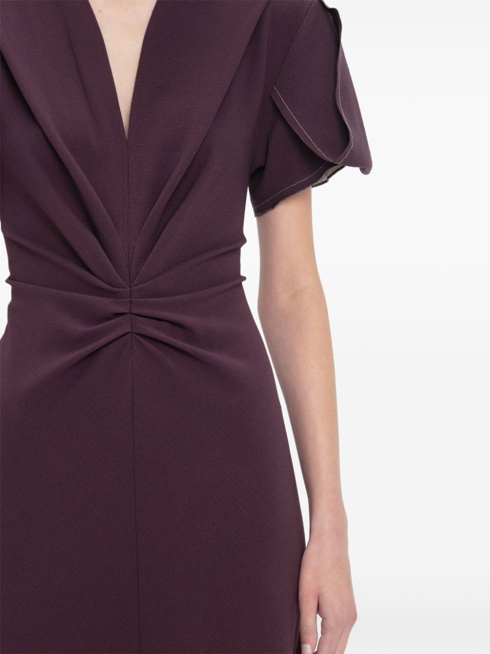 gathered V-neck midi dress - 5