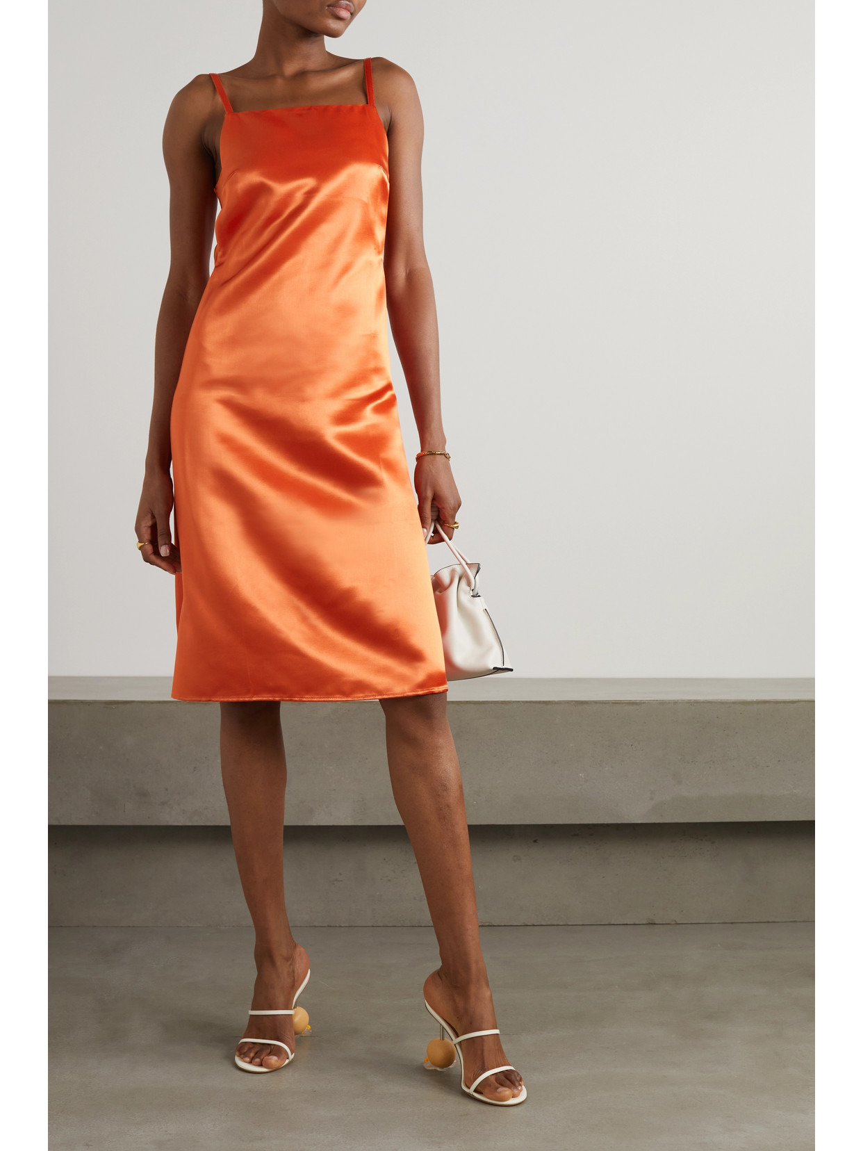 Silk-paneled Satin Dress - 2