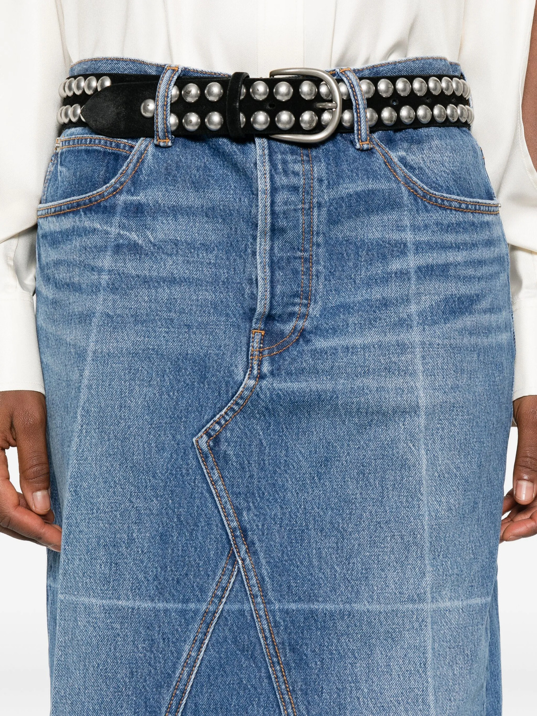 Straight Skirt With Faded Fold Line - 5