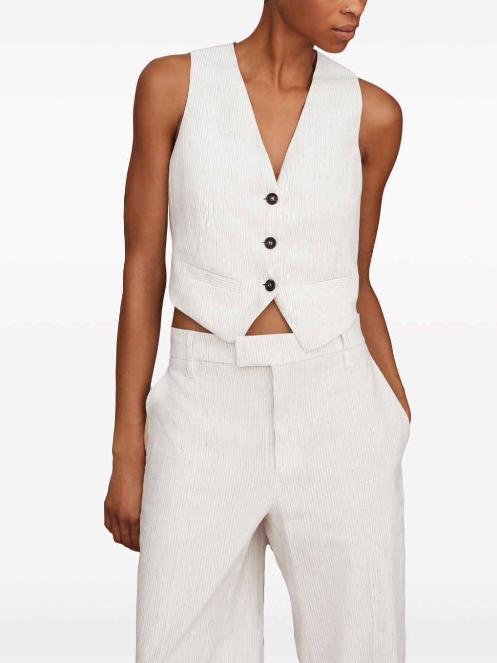pinstripe-pattern waistcoat - 3