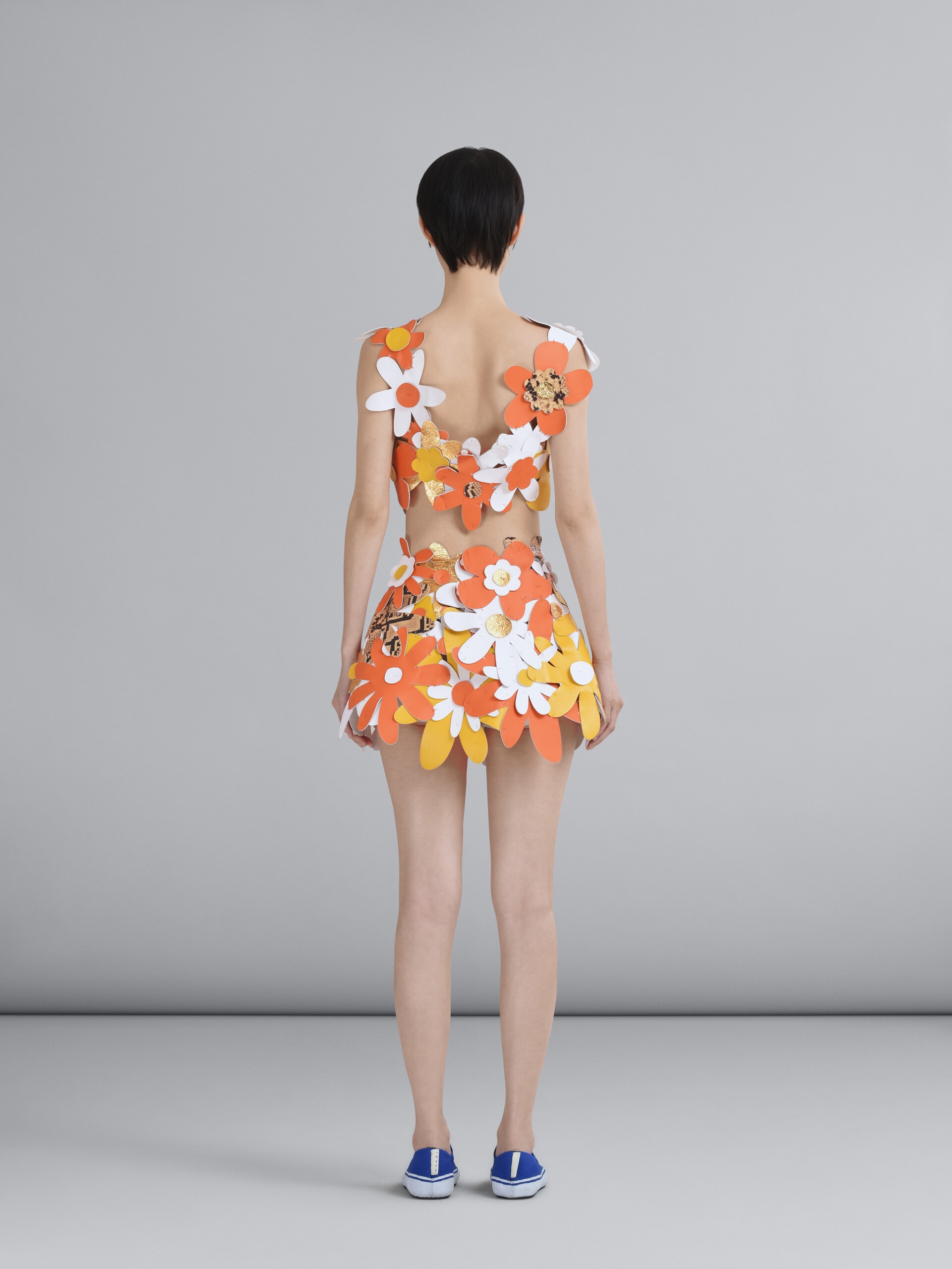 EMBROIDERED LEATHER FLOWERS MINI SKIRT - 3