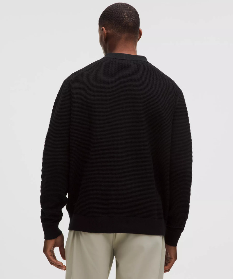 Cotton-Blend Knit Collared Cardigan 3
