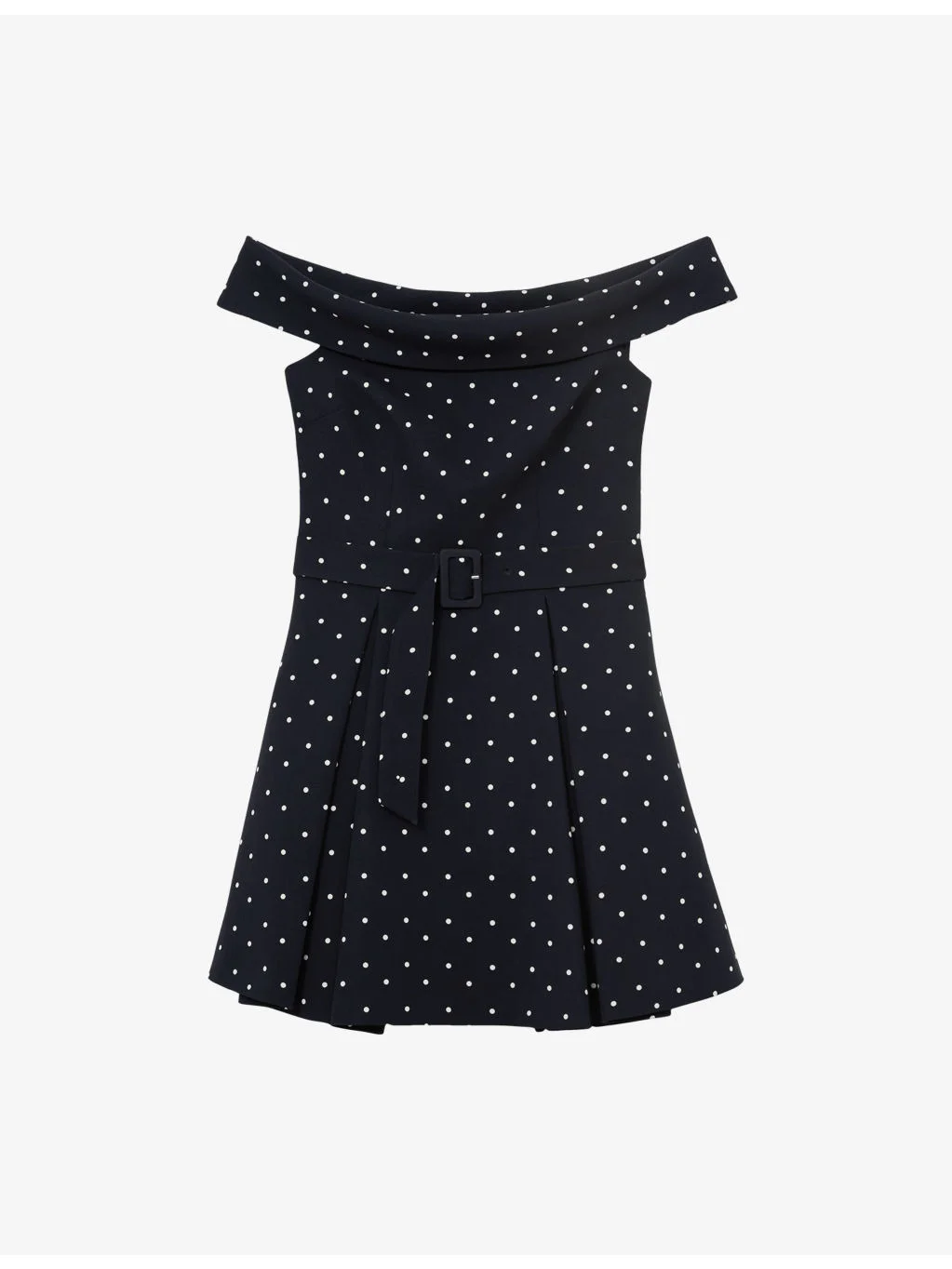 Arwen Polka-Dot Bardot Stretch-Woven Mini Dress - 1