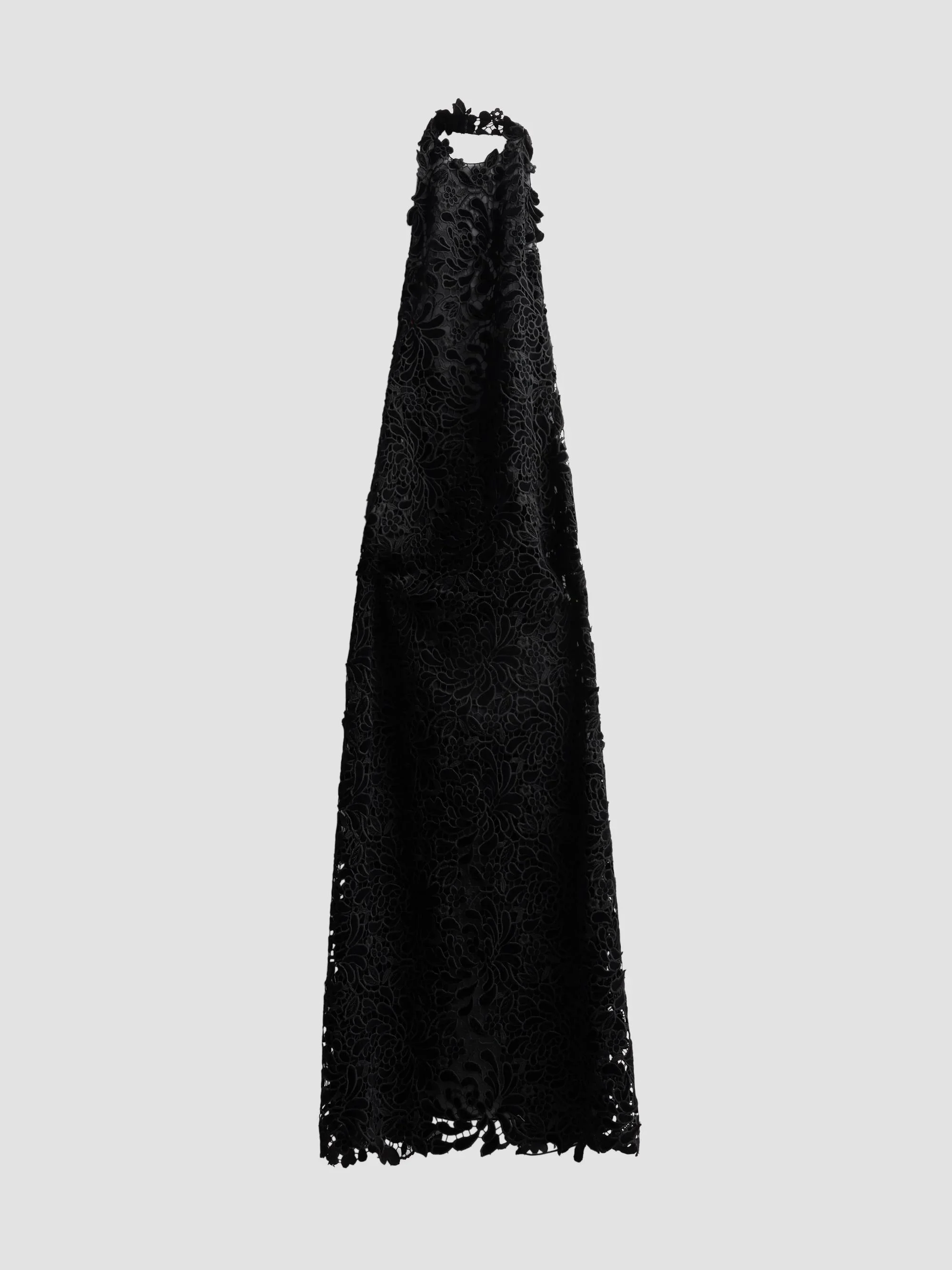 Women's Chrysanthemum Velvet Halter Gown - Black - 1