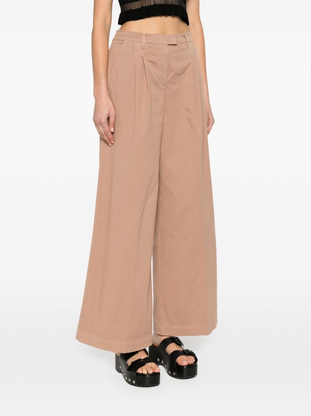 wide-leg cotton trousers - 3