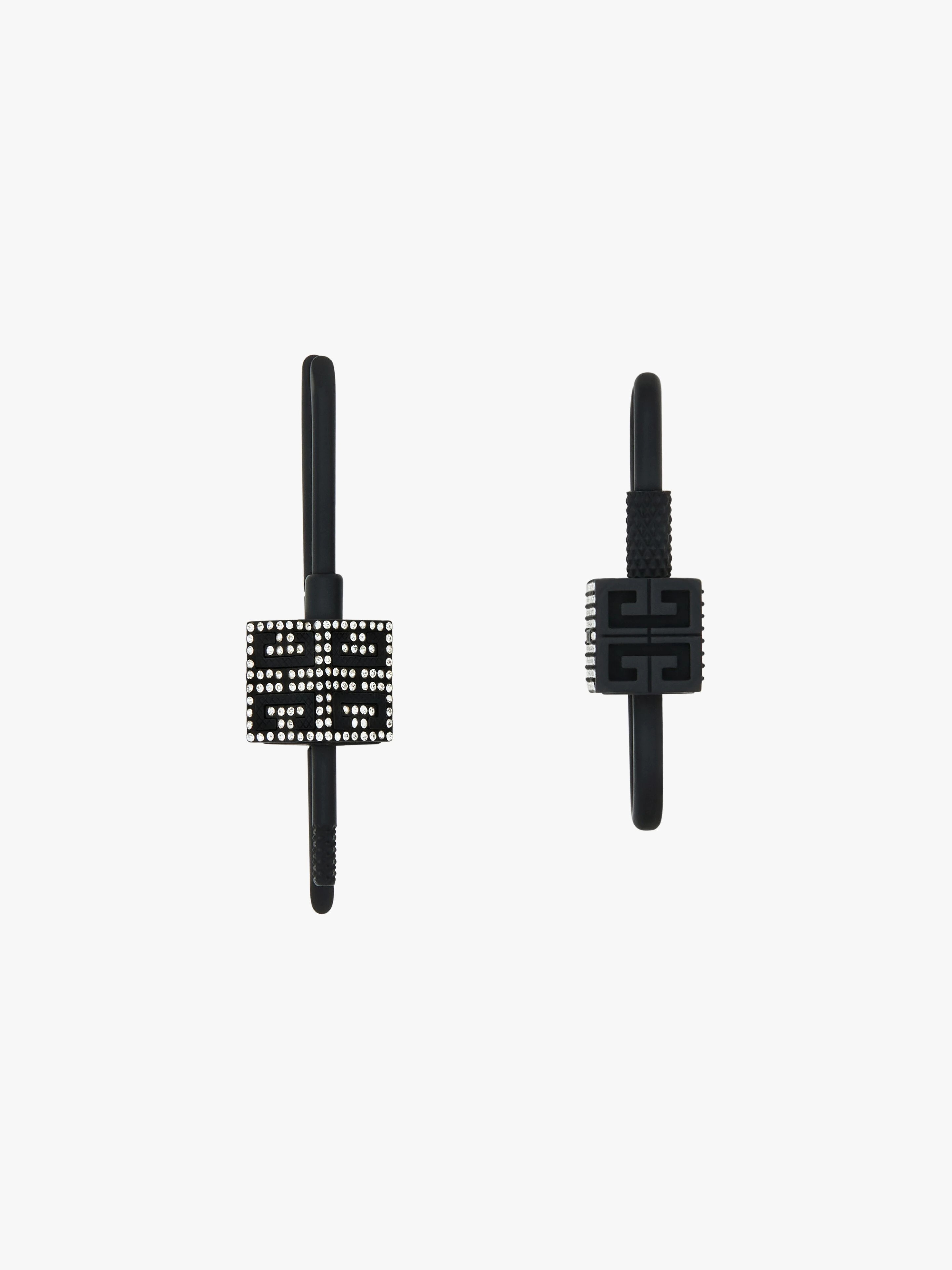 LOCK ASYMETRICAL EARRINGS WITH CRYSTALS - 2