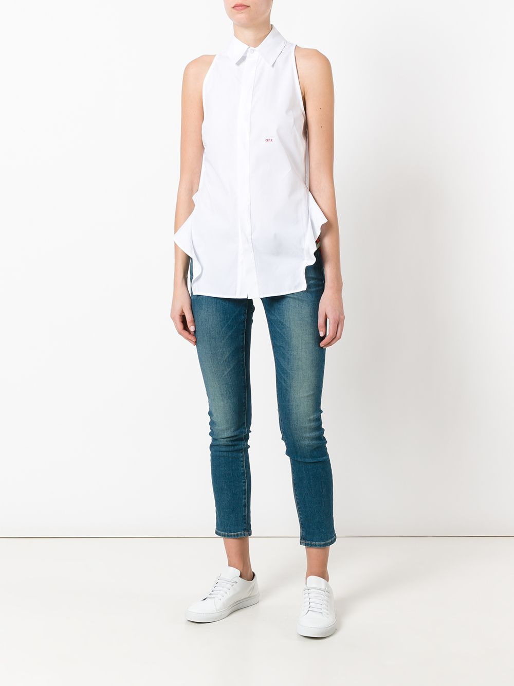 ruffled trim sleeveless shirt - 2