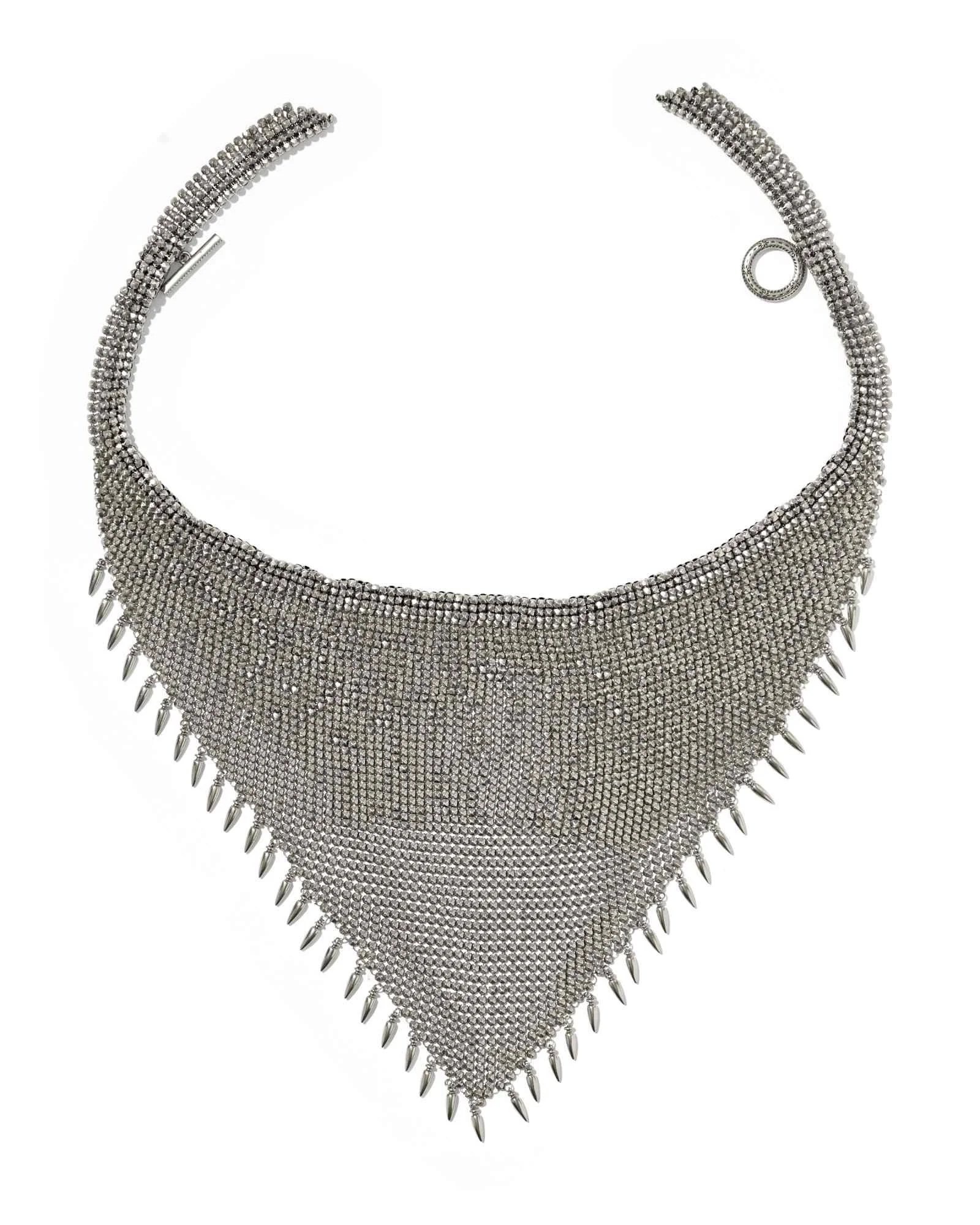 Keziah Vintage Silver Statement Bandana Necklace - 1