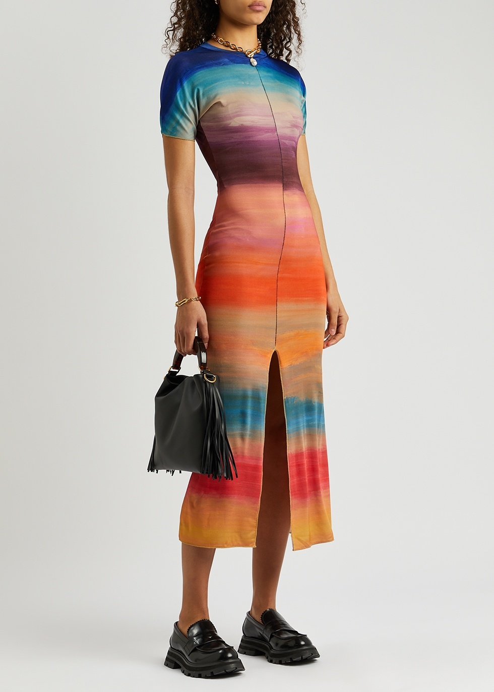 Marni MULTICOLOURED VISCOSE DRESS WITH DARK SIDE OF THE MOON