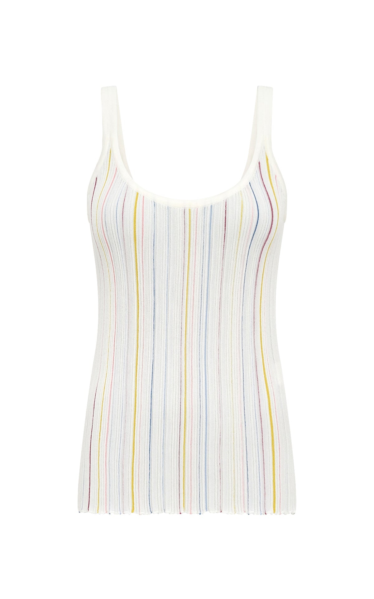 Yara Pinstripe Knit Tank Top in Ivory Multi Merino Wool - 1