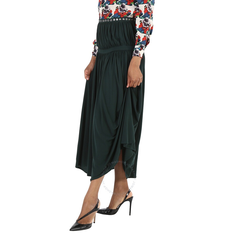 Chloe Ladies Eclipse Green Bohemian Jupon Fluid Pleated Midi Skirt - 4