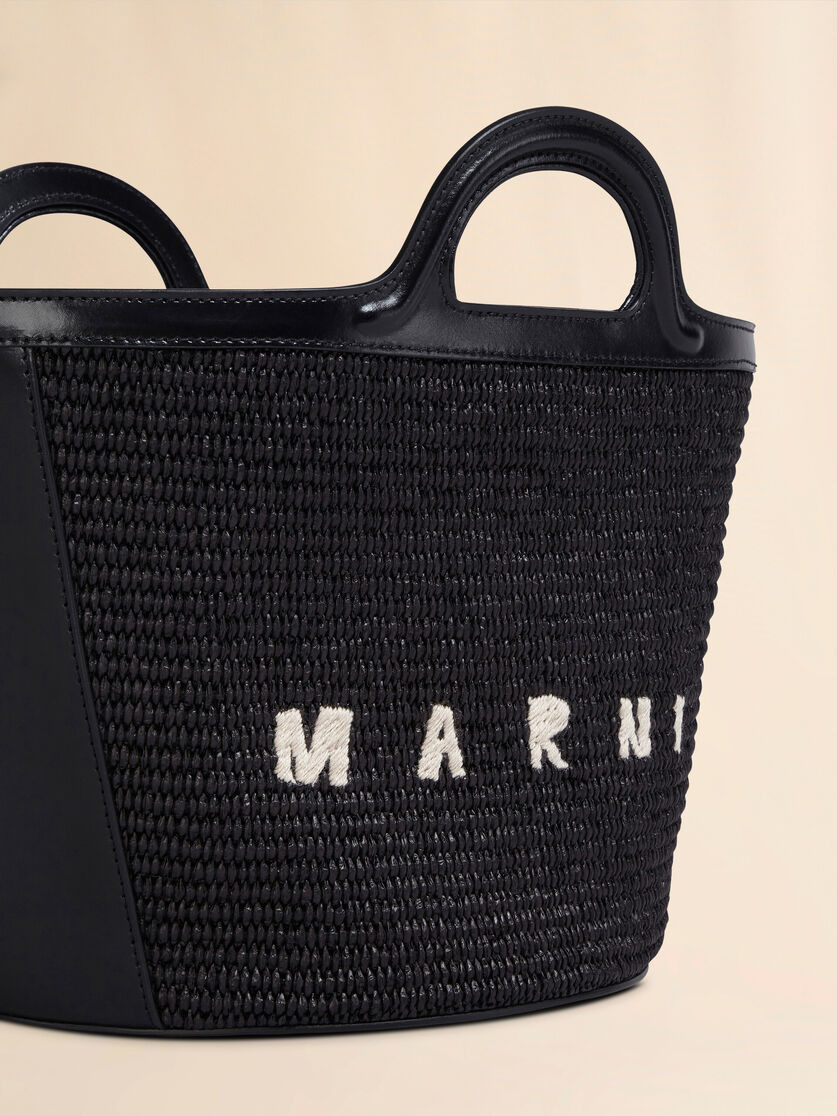 TROPICALIA SMALL BAG IN BLACK LEATHER AND RAFFIA - 5