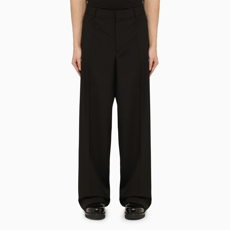 Black wool wide trousers - 1