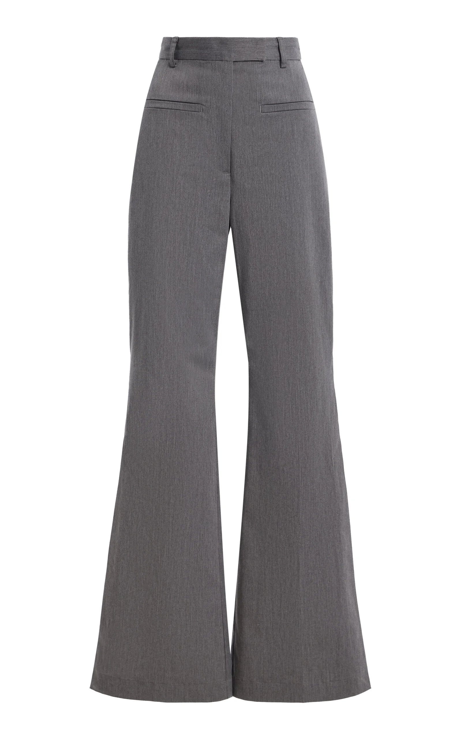 Side Slit Stretch-Cotton Bell Bottom Trouser - 1