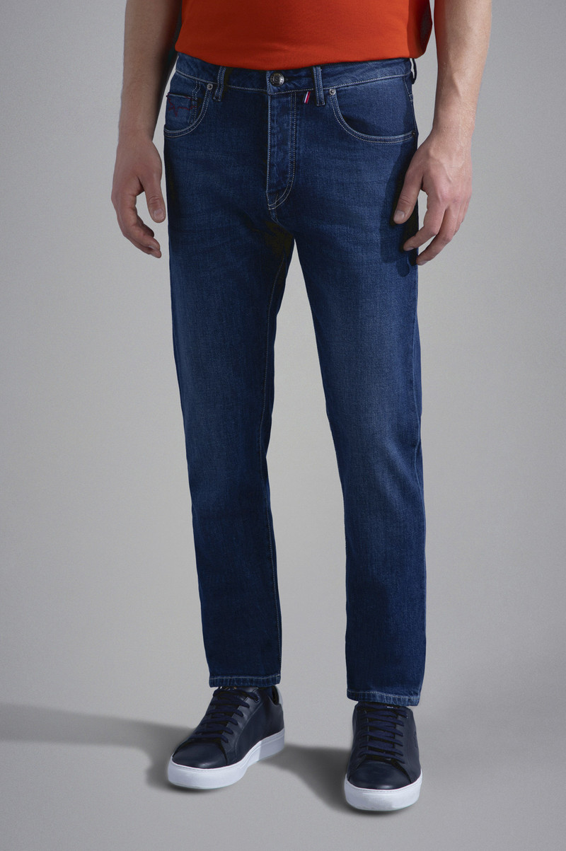 RED RIVET STRETCH JEANS 6