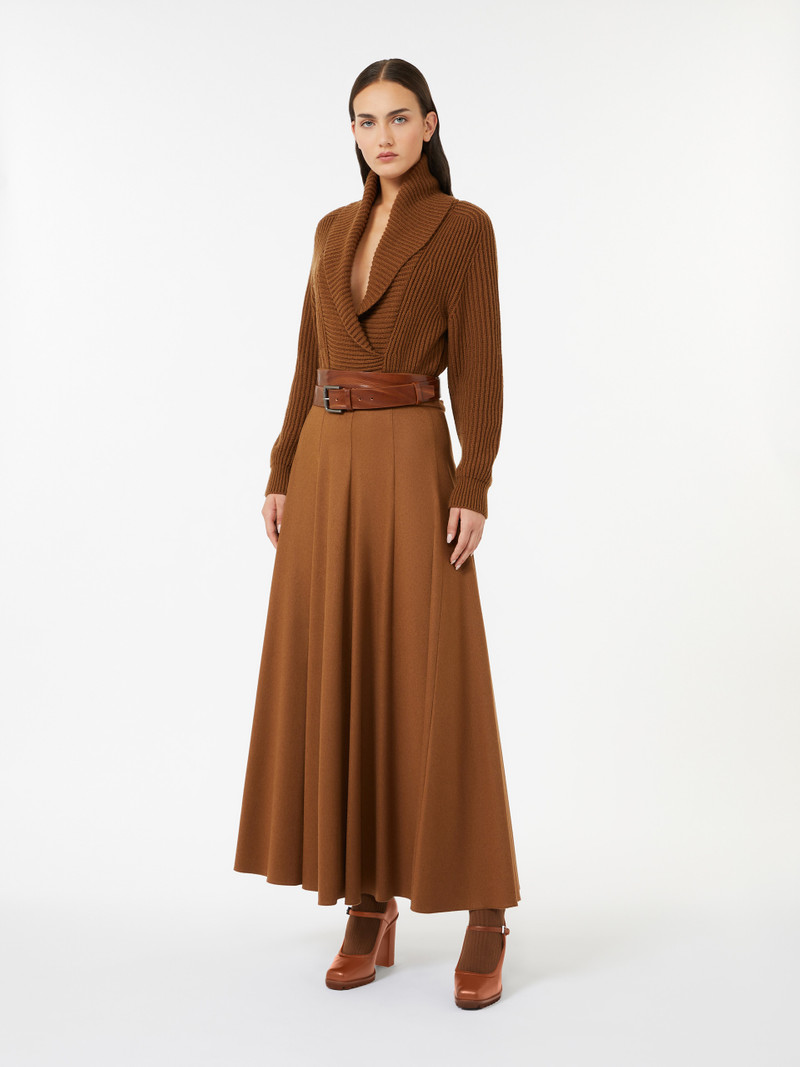 Max Mara SAGRA A-line camel skirt outlook