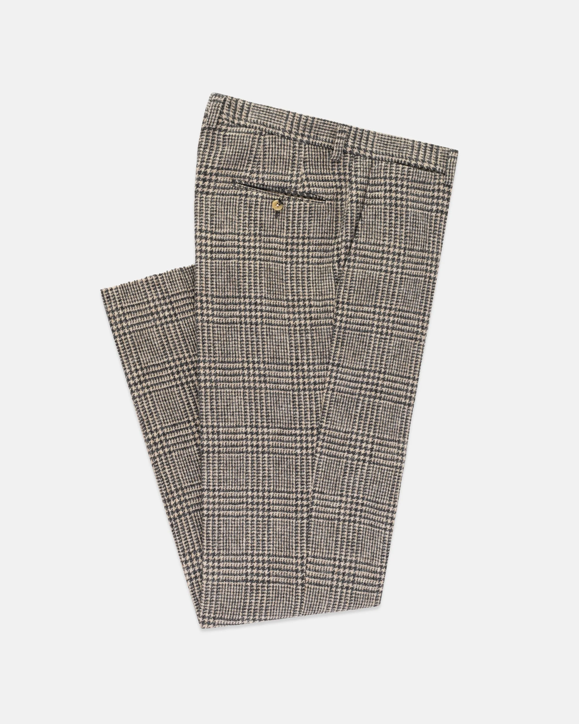 MADE-IN-USA BLACK & CREAM PRINCE OF WALES CHEVIOT TWEED TROUSER - 1