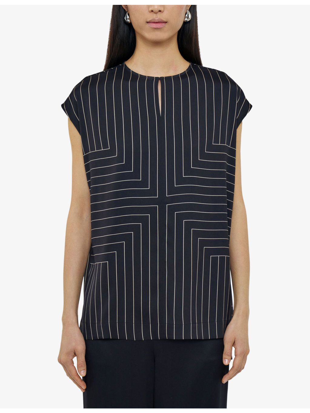 Louison Geometric-Stripe Stretch Silk-Blend Top - 3
