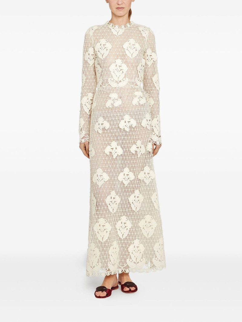 GIAMBATTISTA VALLI floral-macramé midi dress outlook