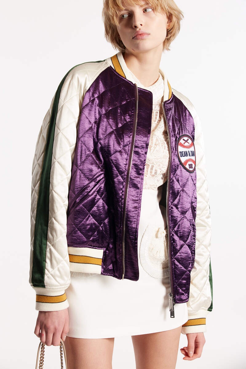 VARSITY SATIN BOMBER JACKET - 3