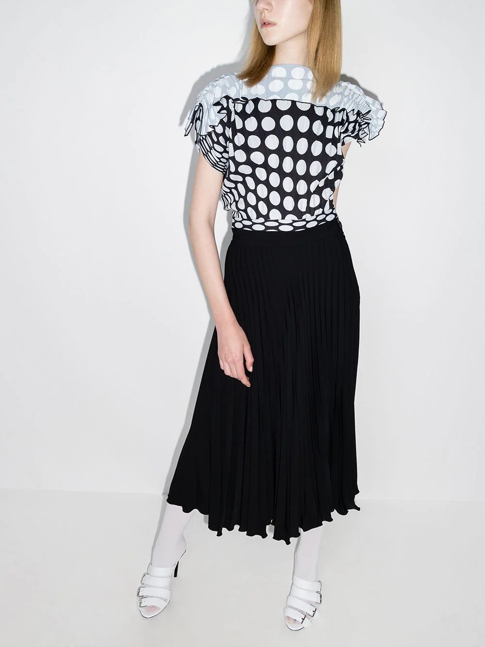 polka dot pleated midi dress - 2