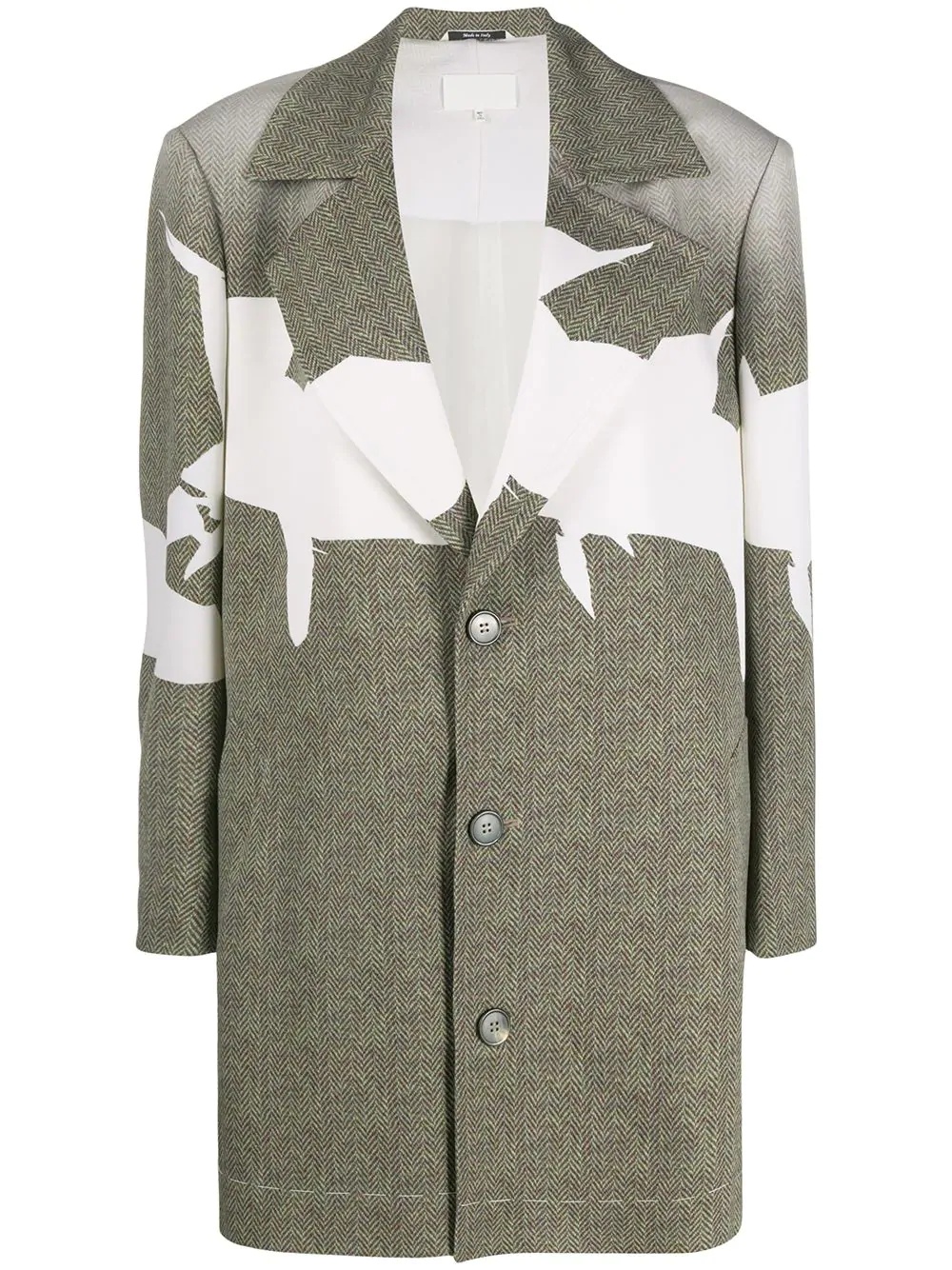 graphic-print herringbone coat - 1