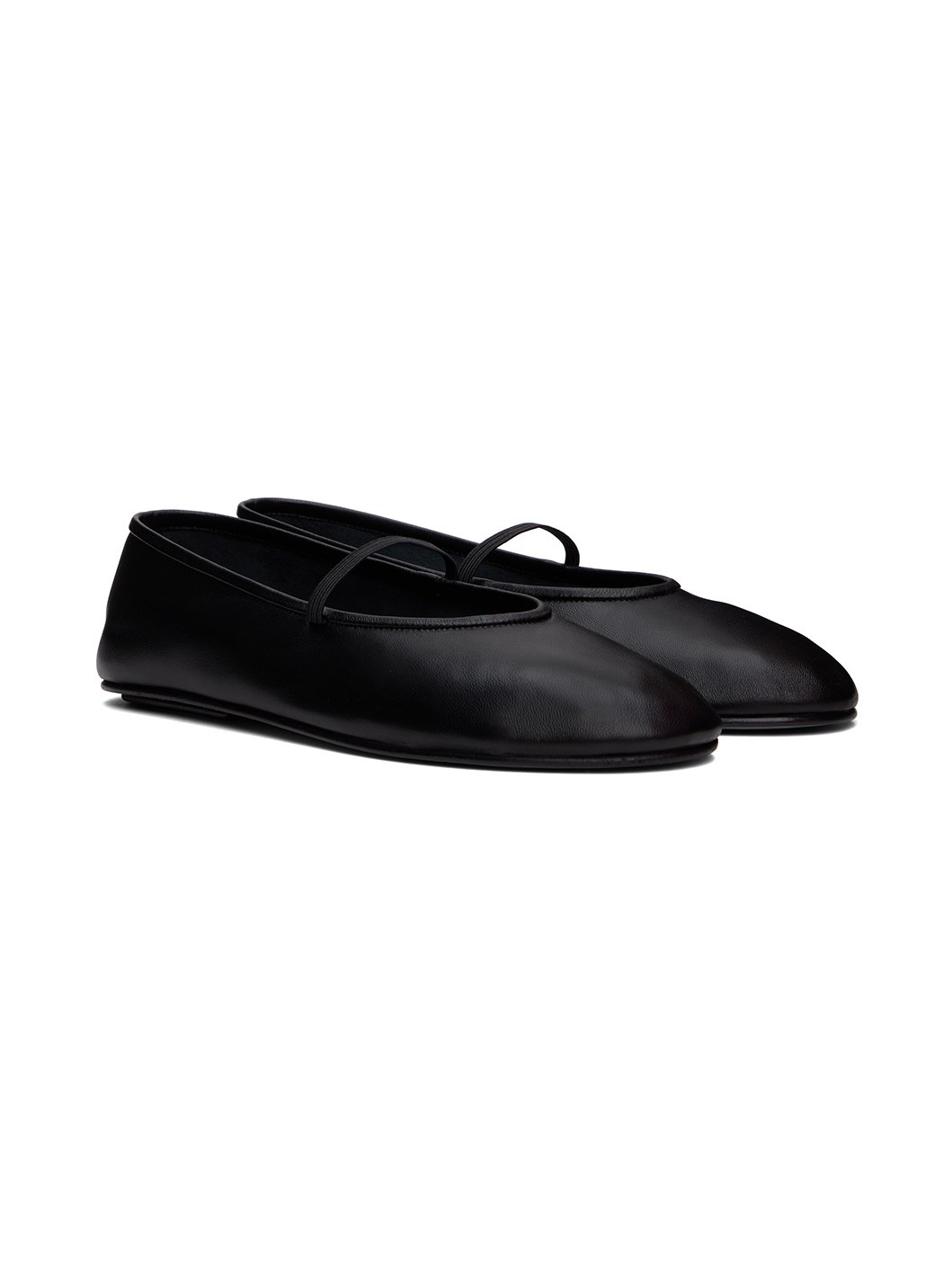 Black Elastic Ballerina Flats - 4