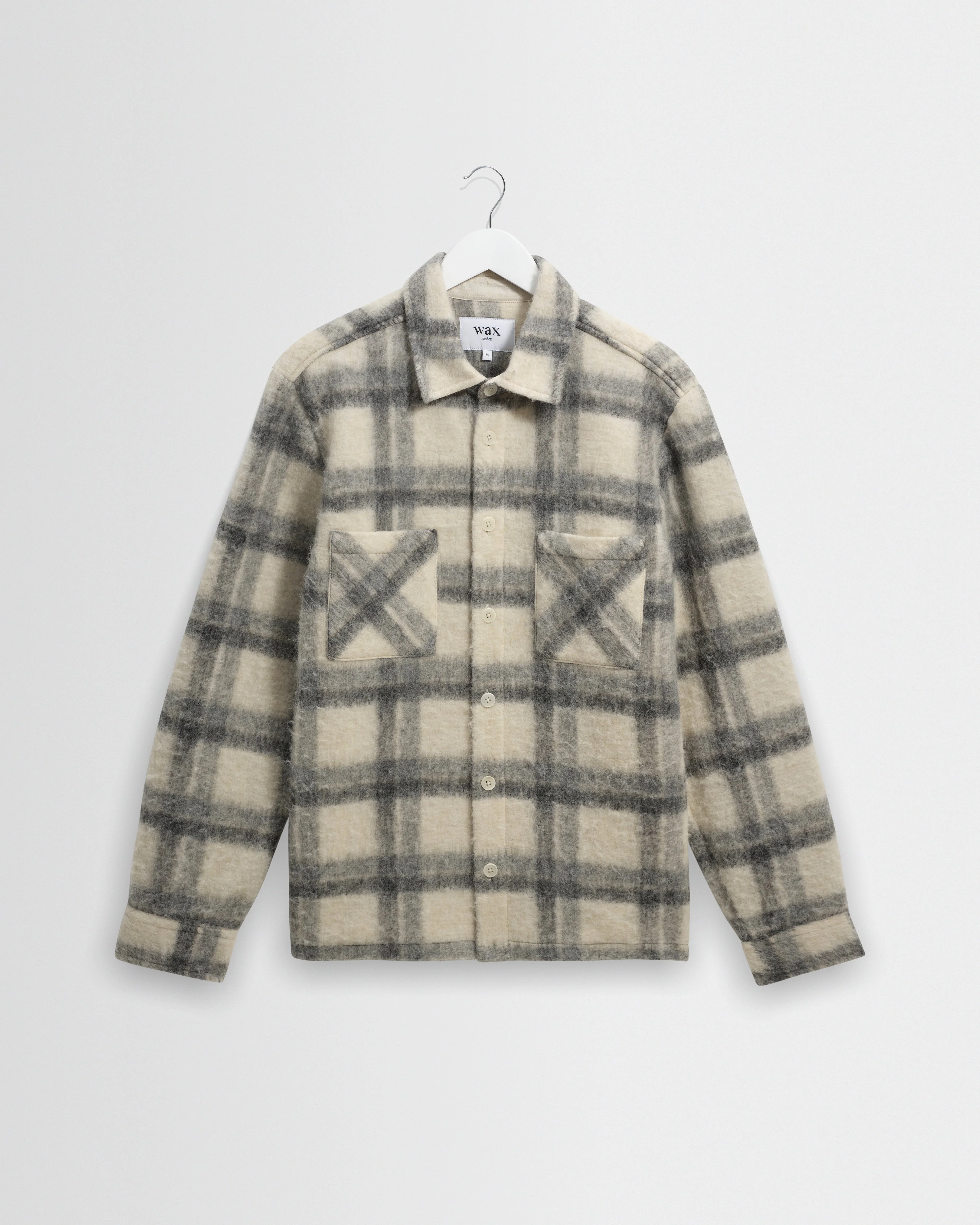Whiting - Ecru And Grey Check Wool Blend Overshirt - 1