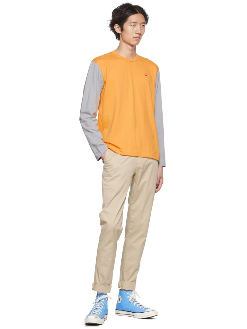 Comme des Garçons PLAY Gray & Yellow Heart Long Sleeve T-Shirt outlook