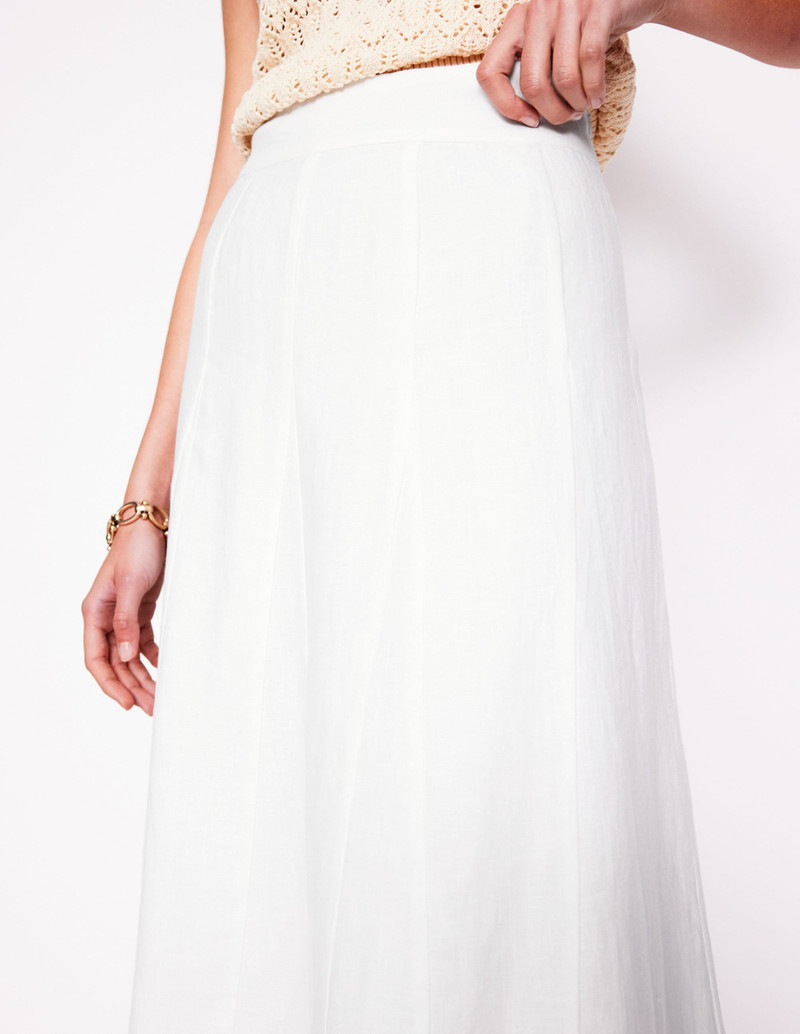 Linen Flippy Maxi Skirt-White 3