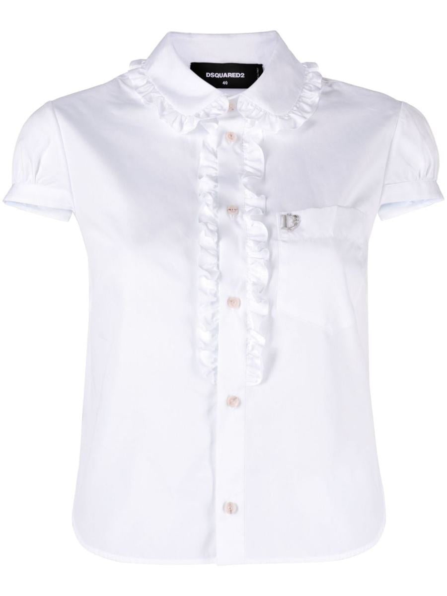 DSQUARED2 RUFFLED-TRIM COTTON SHIRT - 1