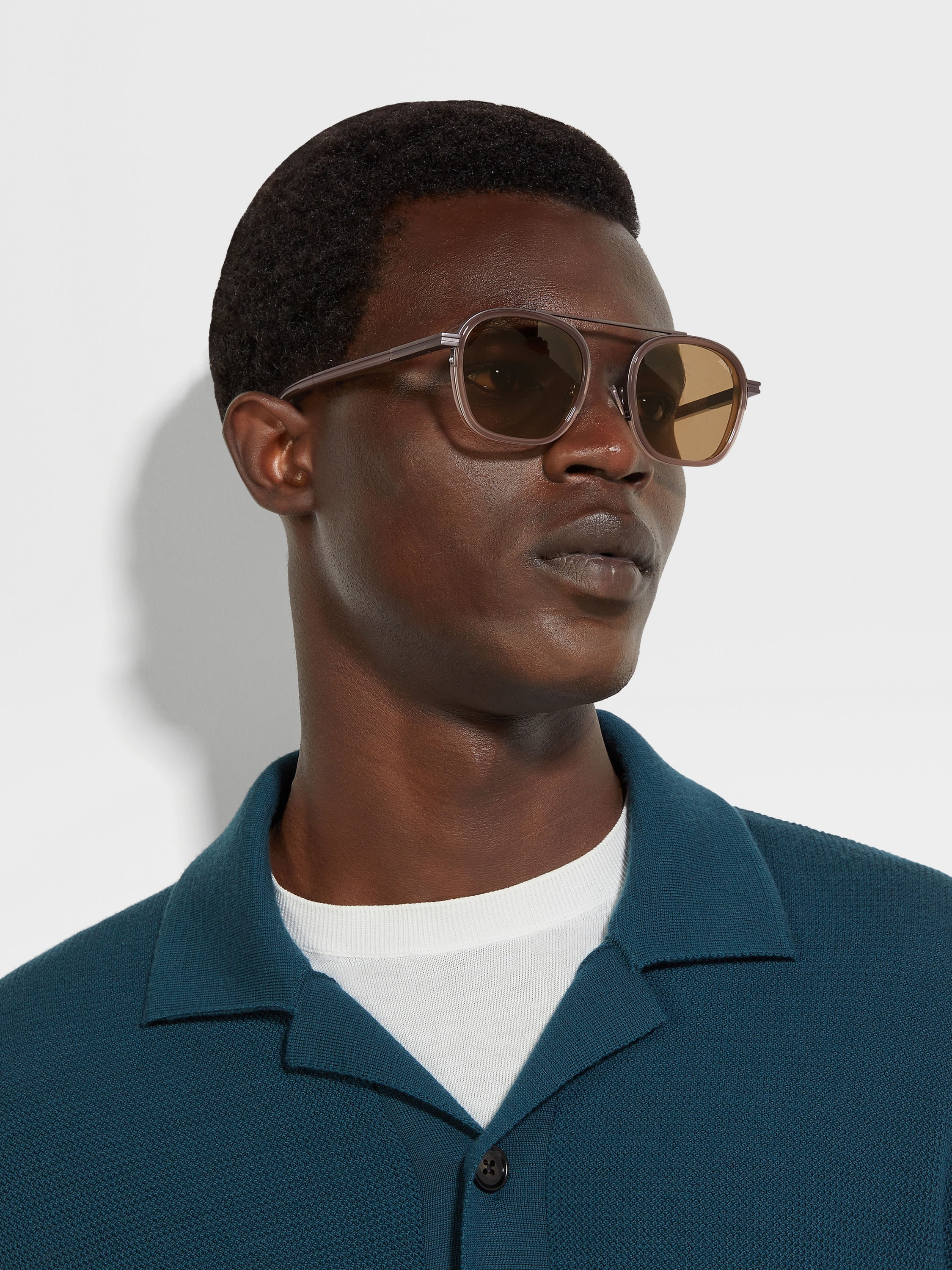 DARK BROWN ORIZZONTE I ACETATE AND METAL SUNGLASSES - 4