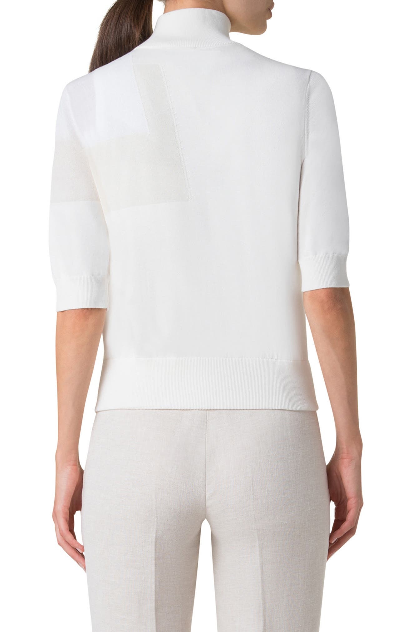 Akris Trapeze Rayonnant Jacquard Full Zip Cardigan in Ecru at Nordstrom - 2