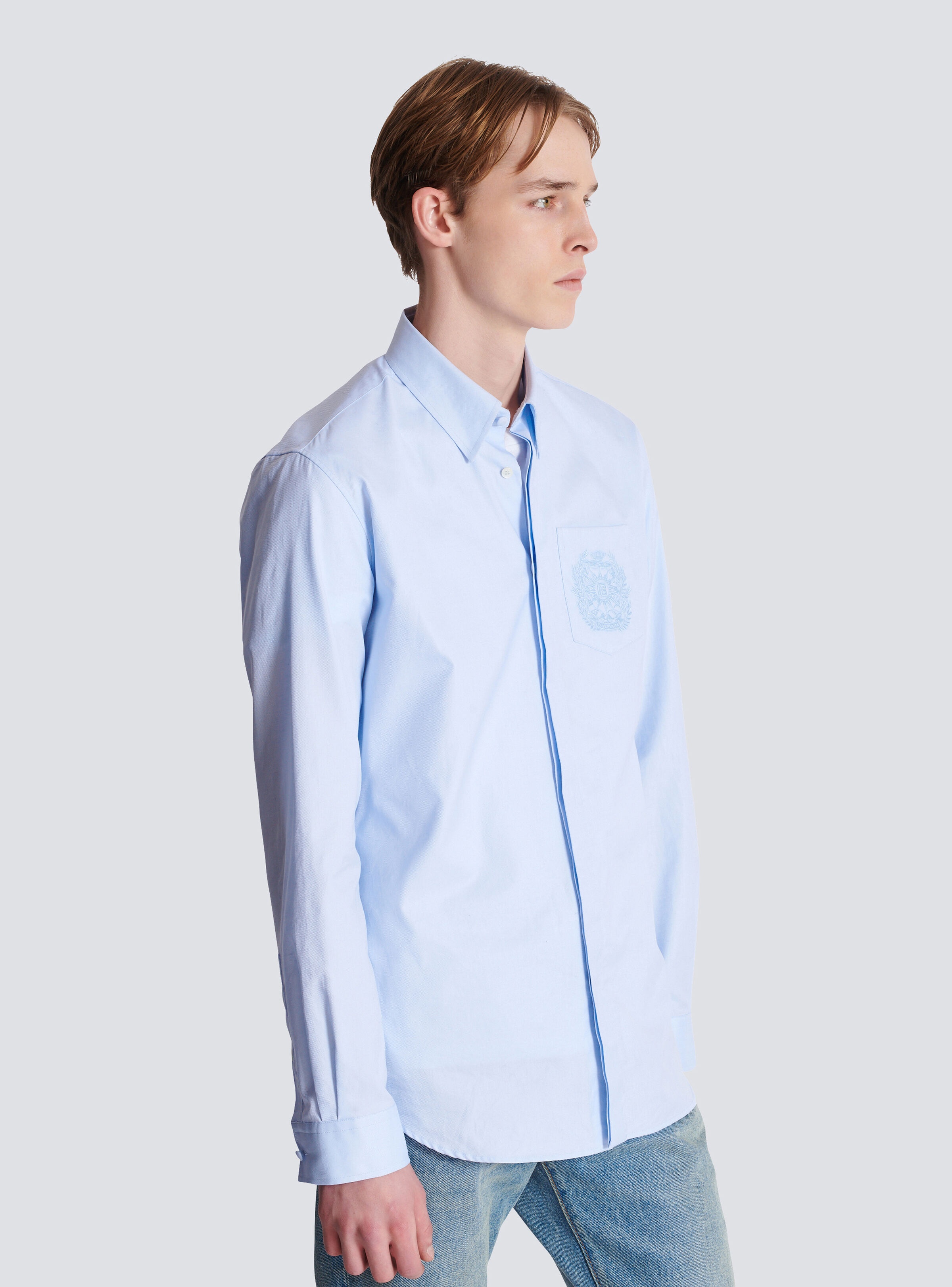 Balmain Écusson embroidered cotton shirt - 6