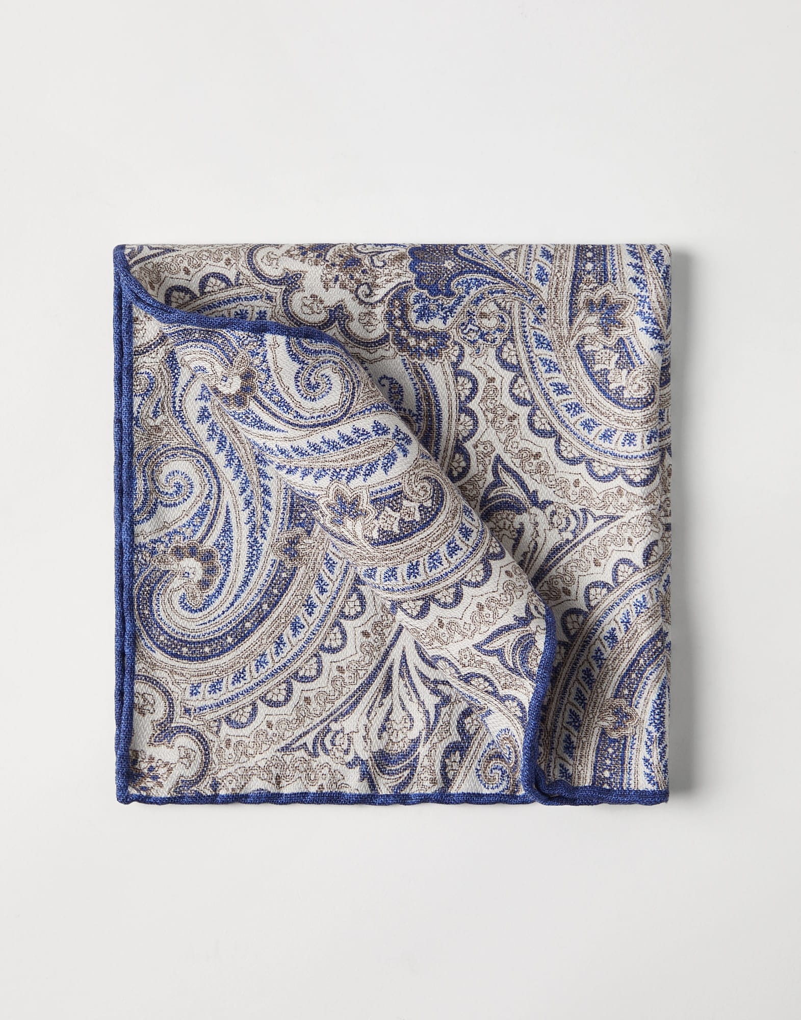 Double face silk pocket square with paisley design - 1
