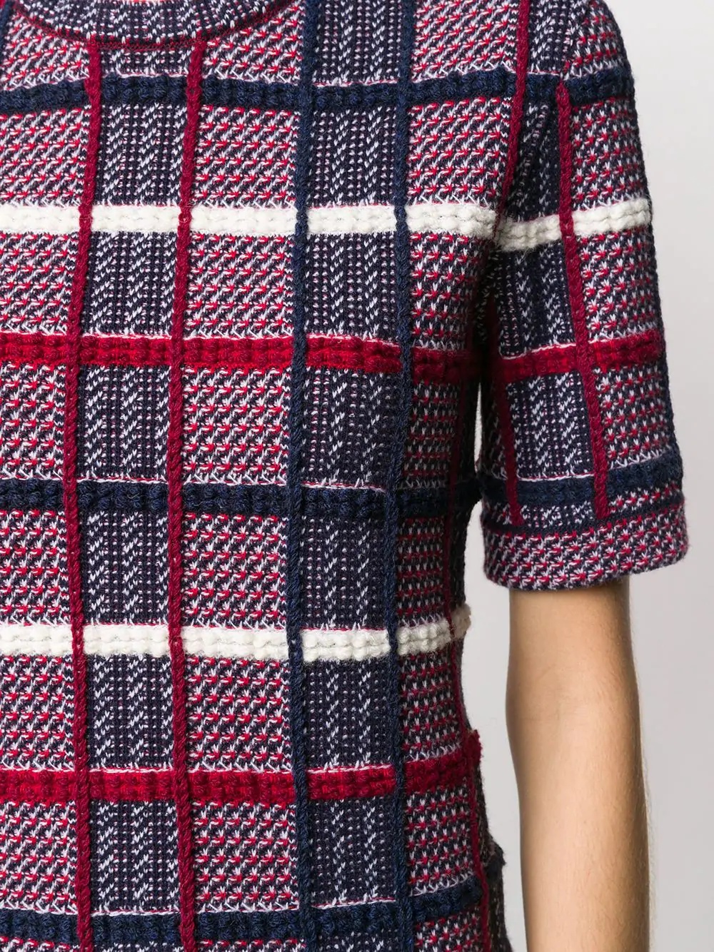 checked short-sleeved jumper - 5