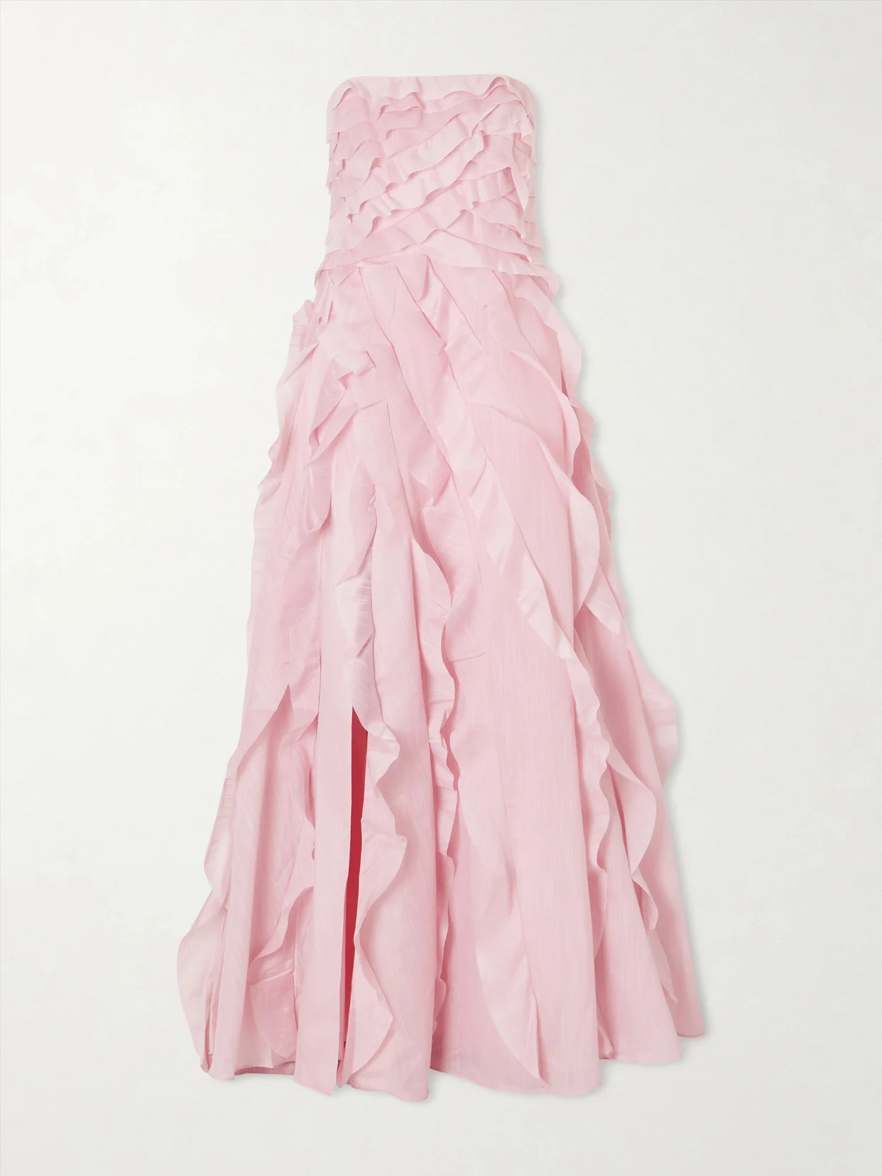 Allairie Strapless Ruffled Shirred Faille Gown - 1