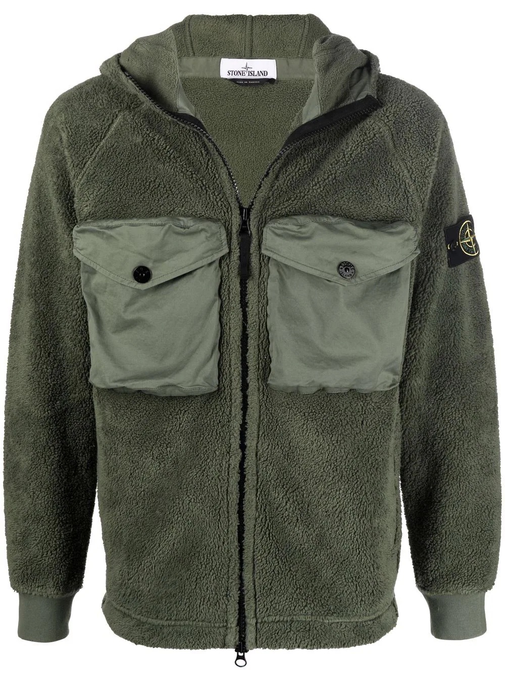 Compass-patch hooded fleece jacket - 1