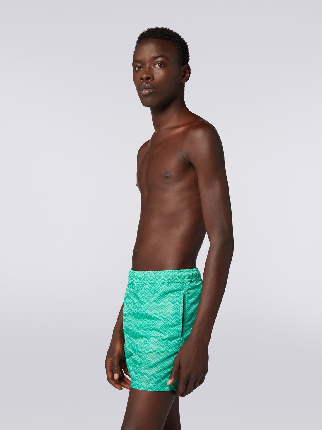 Tonal zigzag print swimming trunks - 3