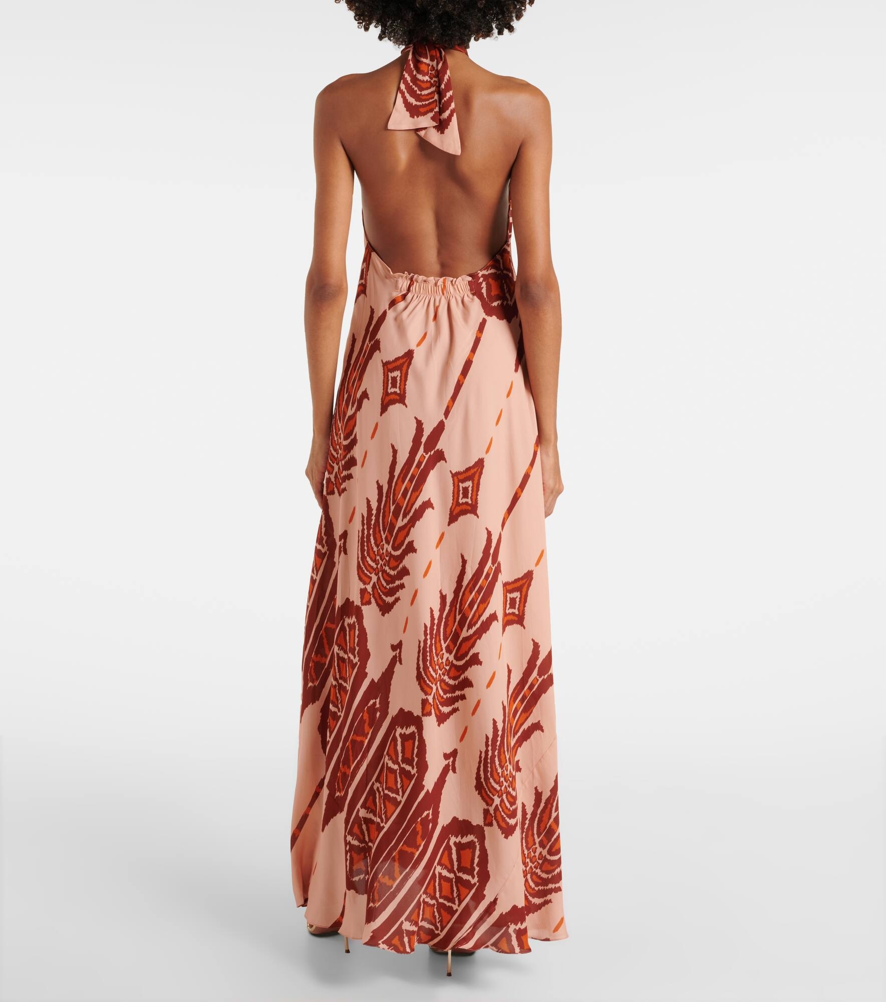 Printed halterneck silk gown - 3