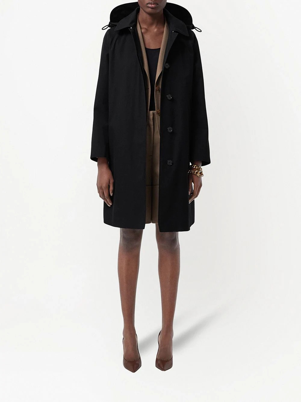 gabardine hooded car coat - 3
