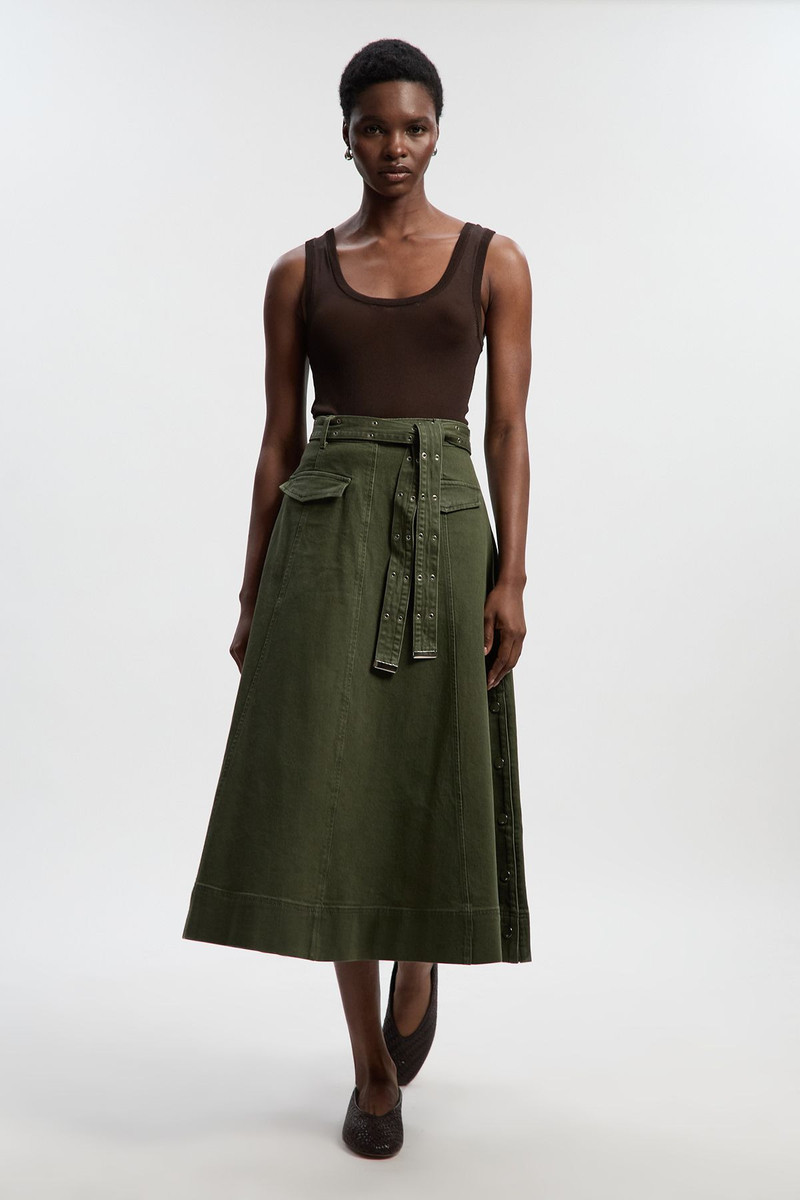 Denim Belted Full Skirt 1
